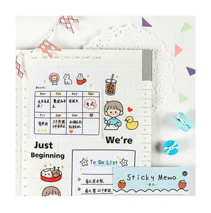 Close-up of hand-drawn sticky memos and weekly planners on a cozy journal spread