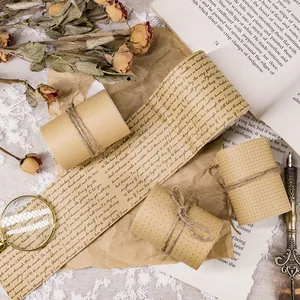 Cinta de Papel Kraft Vintage para Scrapbooking DIY Cinta Washi Estética Decorativa Con Patrones de Puntos Cuadrícula Texto Inglés