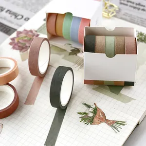 Morandi color washi tape set in 5 rolls for stationery DIY and bullet journal decoration