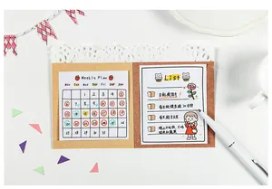Detailed view of Weekly Plan and List memo pad with cute bear and strawberry illustrations