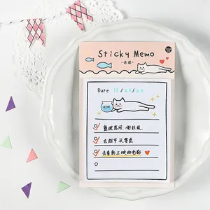 Creative cat theme sticky notes with task lists and date sections on a white tray