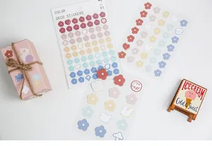 Detailed view of Morandi-colored decorative stickers with cute cartoon animal patterns