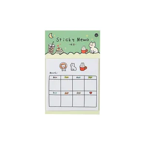 Infeel.Me monthly planner sticky memo with cute animal illustrations and 7-day grid layout