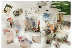 Detail von 40er Vintage PET-Sticker-Set mit Blumenmotiven für Scrapbooking-Deko