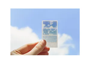 Transparenter Washi-Aufkleber mit blauem Himmel Design und Sunny-Text für Scrapbooking