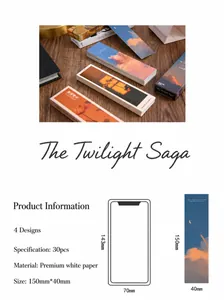 Dettaglio macro dei segnalibri Twilight Saga con trama cartacea e motivi di paesaggi