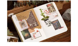 Vintage scrapbooking paper with classic art paintings and botanical motifs on wood