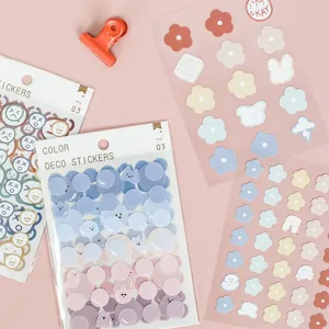 Fresh Salt Series Journaling Stickers PET Waterproof Cute Cartoon Flower Heart Emoji Decor DIY Scrapbooking Stationery Labels