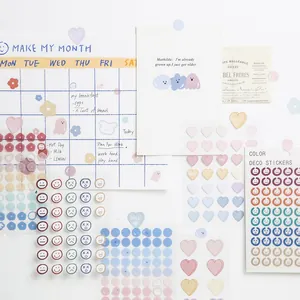 Pastel aesthetic planner sticker set with heart and smile patterns for DIY journals
