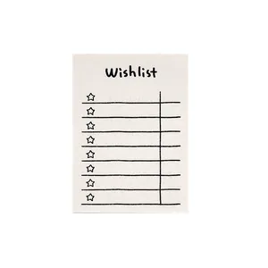 Minimalistisch wit Wishlist-notitieblok met acht regels en handgetekende ster-iconen