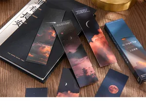 Λεπτομέρεια από σελιδοδείκτες σειράς Twilight με σχέδια ηλιοβασιλέματος και φεγγαριού