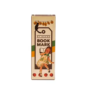 Vintage BY.NACOO bookmark set featuring retro girl and cat illustrations in a gift box