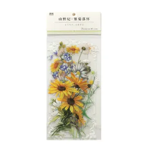 Série Yuxian Shanyeji ensemble d'autocollants PET floraux avec motifs marguerites réalistes