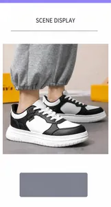 Détail de baskets compensées pour hommes avec cuir bicolore noir et blanc élégant
