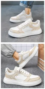 Détail des baskets blanches décontractées pour hommes avec semelle épaisse et textures