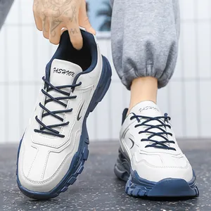 Baskets Chunky Décontractées pour Hommes Respirantes en Simili Cuir Semelle Épaisse Dad Shoes Polyvalentes Sport Mode à Lacets