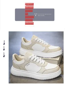 Vue détaillée de l'empiècement blanc et beige des baskets de loisirs à semelles épaisses