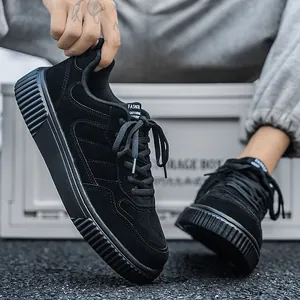 Men Casual Suede Skate Shoes Thick Sole Platform Sporty Sneakers For Men Fashion Wear Resistant Low Top Walking Shoes