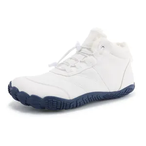 Winter outdoor hiking boots with warm faux fur lining and non-slip soles in white