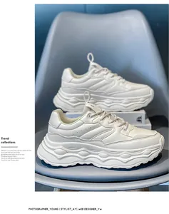 Detail showing wave textures and synthetic leather on white platform dad sneakers