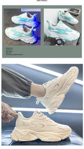 Detailed comparison of breathable chunky sneakers in white-green and beige color options