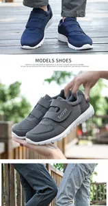 Nahaufnahme atmungsaktiver Mesh-Walkingschuhe mit Klettverschluss für Senioren