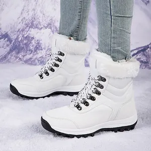 Botas de Nieve para Mujer Invierno Exterior Cuello Piel Sintética Cuero Sintético Cordones Cálido Antideslizante Suela Gruesa