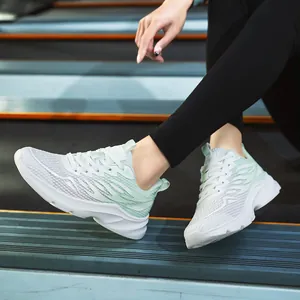 Women's mint green breathable mesh sneakers with chunky soles for summer sports