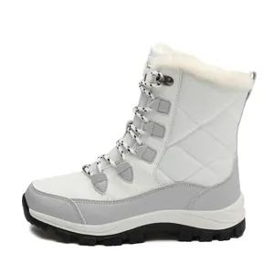 Waterproof high-top snow boots for women with warm fleece lining and non-slip soles