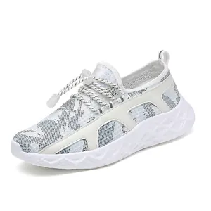 Sneaker in mesh traspirante con sistema di allacciatura rapida e suola spessa blu e bianco