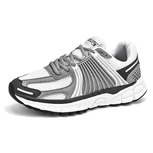 Sneaker da corsa retrò nero, bianco e grigio con mesh traspirante e ammortizzato