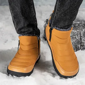 Waterproof winter snow boots in yellow with warm fur lining and anti-slip rubber soles