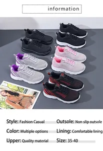 Top view of breathable knit women's sneakers in four colors with anti-slip soles