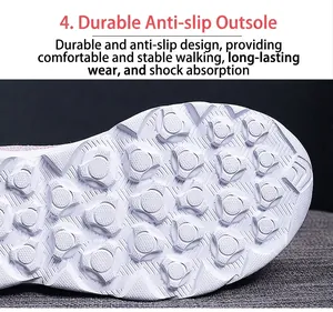 Detailed close-up of white anti-slip outsole with triangular grip patterns for women's shoes