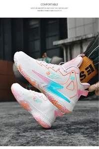 Detail von High-Top-Basketballschuhen mit atmungsaktivem rosa Mesh und rutschfester Sohle