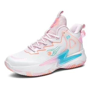 Herren Basketballschuhe aus atmungsaktivem Mesh in Weiß, Pink und Blau, leichtgewichtig