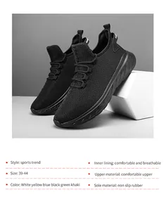 Breathable mesh upper and non-slip rubber sole detail of black men's sports sneakers