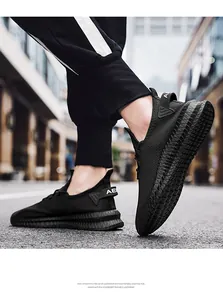Macro view of thick EVA foam outsole with geometric patterns on black sport shoes