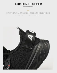 Close-up of breathable black knit mesh fabric and heel strap on sport running shoes