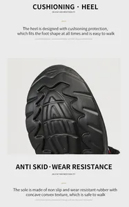 Close-up of non-slip rubber outsole with deep traction patterns and heel cushioning
