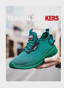 Close-up of emerald green mesh breathable fabric and thick non-slip sole on the sneaker
