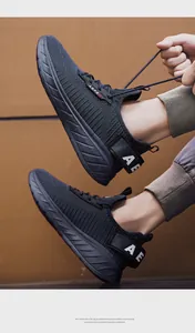 Detailed side view of breathable mesh sports shoes with lightweight EVA shockproof sole