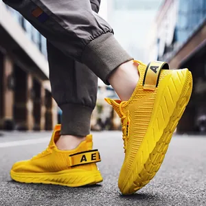 Men Mesh Breathable Running Shoes Lightweight Casual Athletic Sneakers Shock Absorption Soft Sole Flyknit Walking Shoes