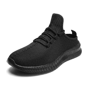 Atmungsaktive schwarze Mesh-Sneaker für Herren mit rutschfester Sohle und leichtem Design