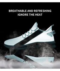 Close-up of white breathable mesh sneaker with cooling vapor effect on black background