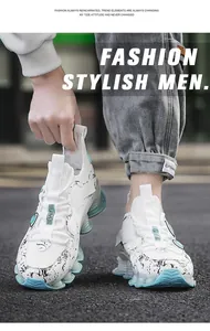 Detail of men's white breathable mesh sneakers with light blue air cushion sole