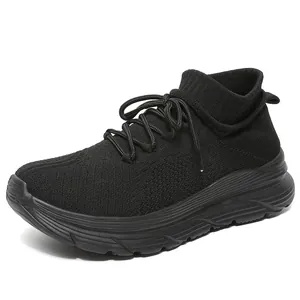 Baskets légères en maille noire pour hommes avec mesh respirant et semelle amortie