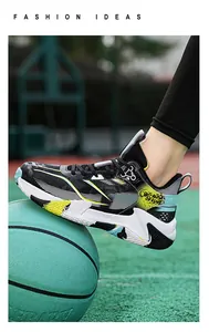 Close-up of basketball sneakers on a ball with Because of Love printed on the side