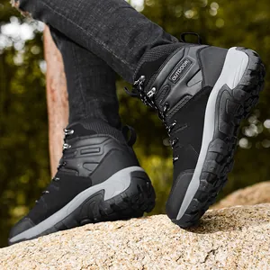 Scarpe da Trekking da Uomo High Top in Pelle Scamosciata Traspiranti Antiscivolo Stivali Outdoor Khaki Nero Verde Militare Campeggio Arrampicata