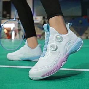 Profi-Badmintonschuhe mit Doppel-Drehverschluss und atmungsaktivem Mesh in Weiß und Blau
